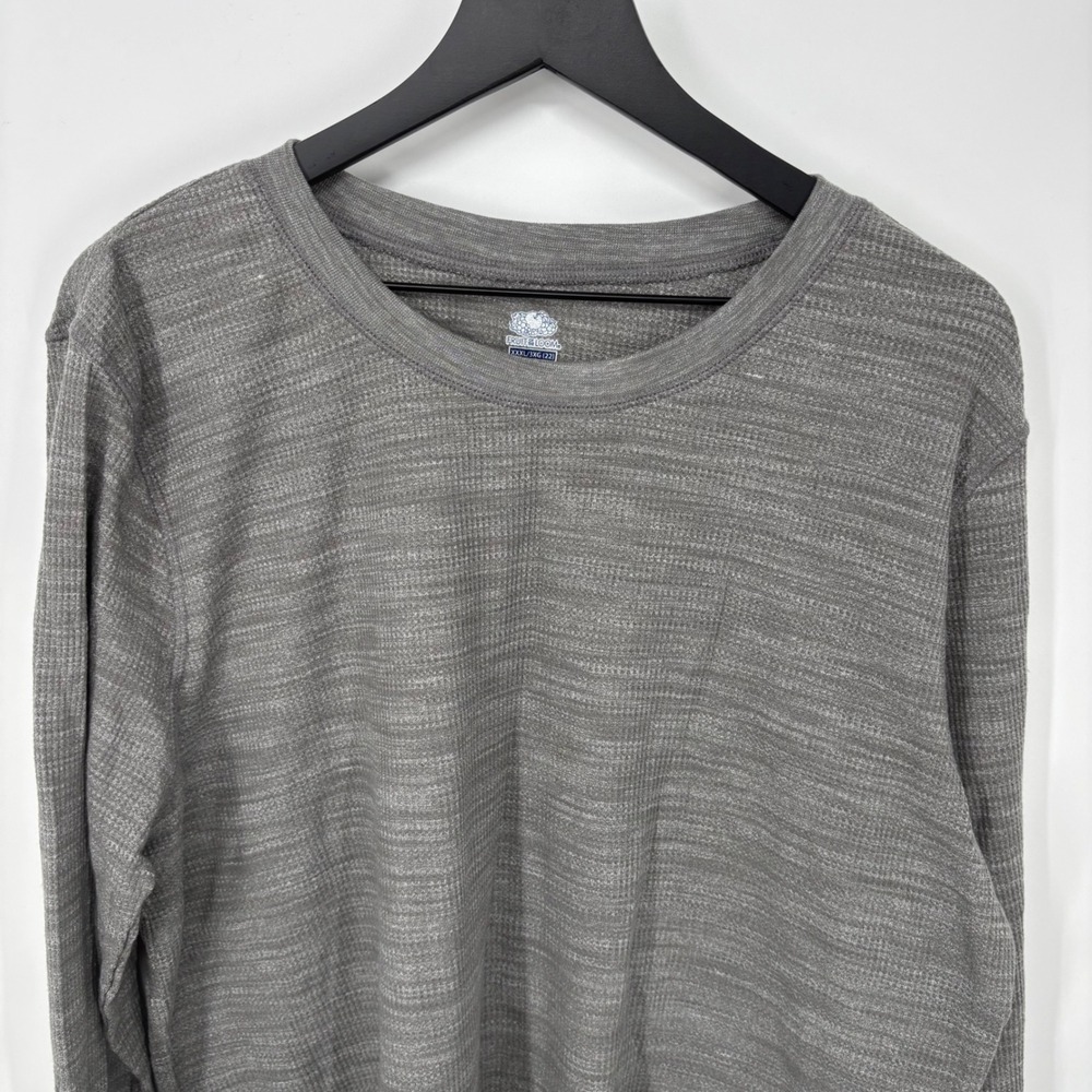 Fruit of the Loom Mens XXXL 3XG Long Sleeve Gray Thermal Knit Crewneck Shirt - Picture 7 of 9